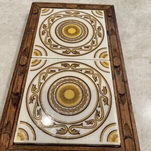 Vintage mexican tile trivets with wood frame